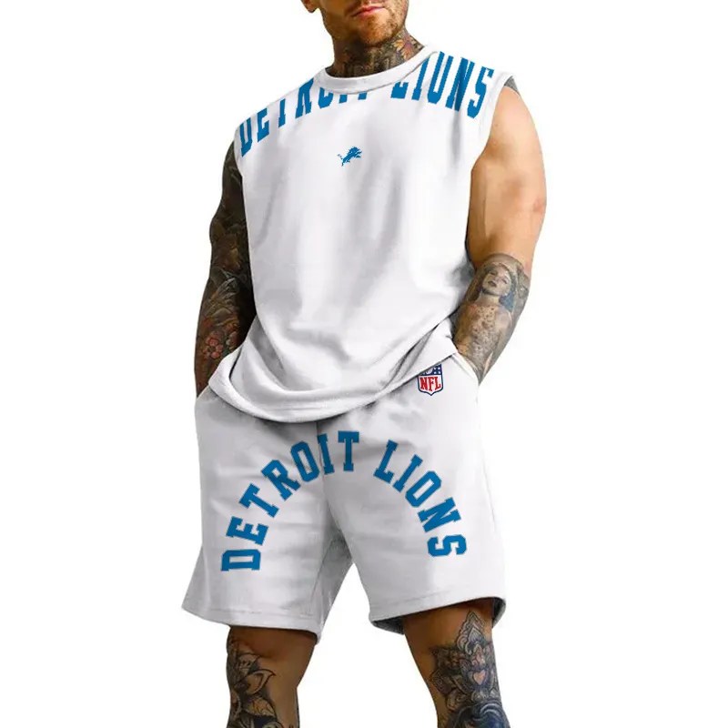 Detroit Lions Combo Men Jersey Tank Top and Shorts