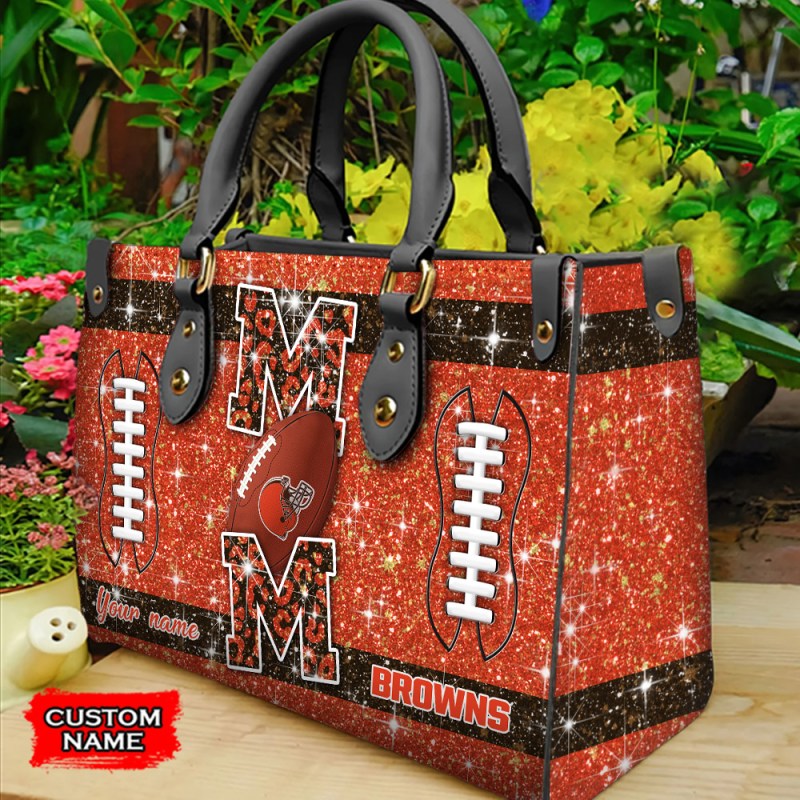 Cleveland Browns Personalized Leather Hand Bag