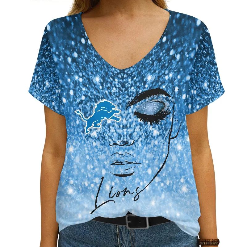 Detroit Lions Women's V-neck T-shirt