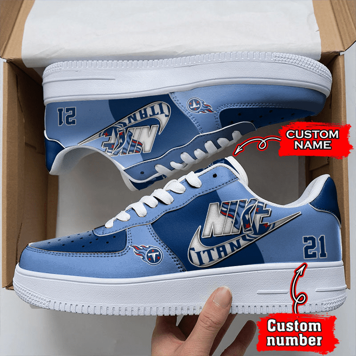 NFL Tennessee Titans Custom Name Number Air Force 1 Sneaker
