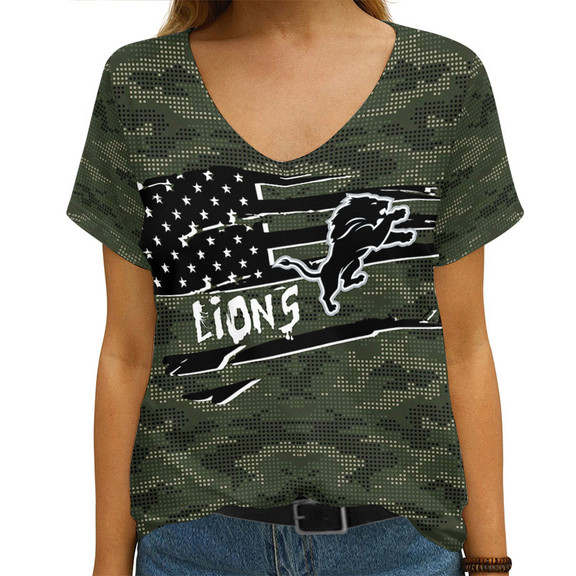 Detroit Lions V-neck Women T-Shirt