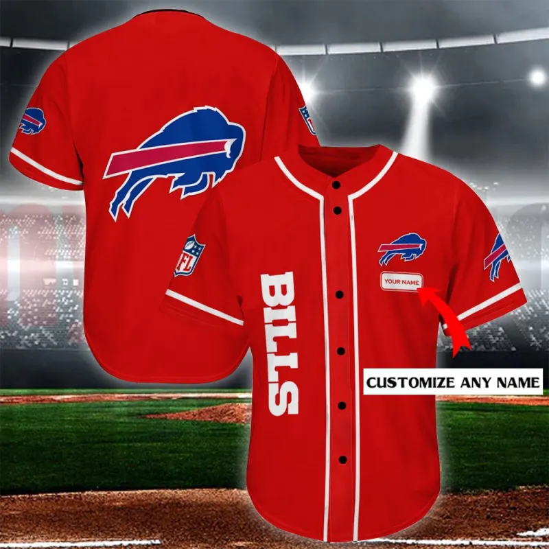 Buffalo Bills Personalized Baseball Jersey - Back View