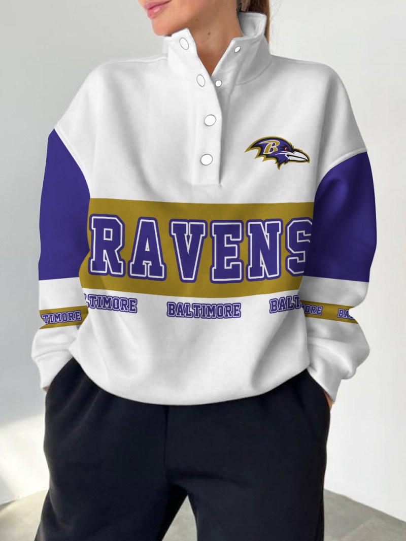 Baltimore Ravens Casual Colorful Stand Collar Sweatshirt