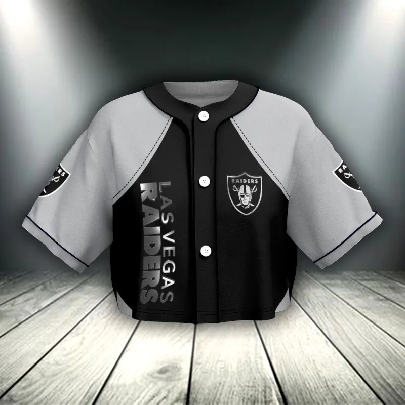 Las Vegas Raiders Crop Top Baseball Jersey Side