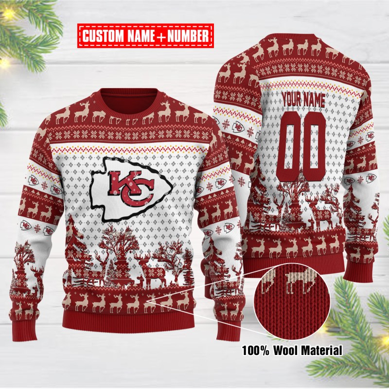 Kansas City Chiefs Personalized Woolen Sweater