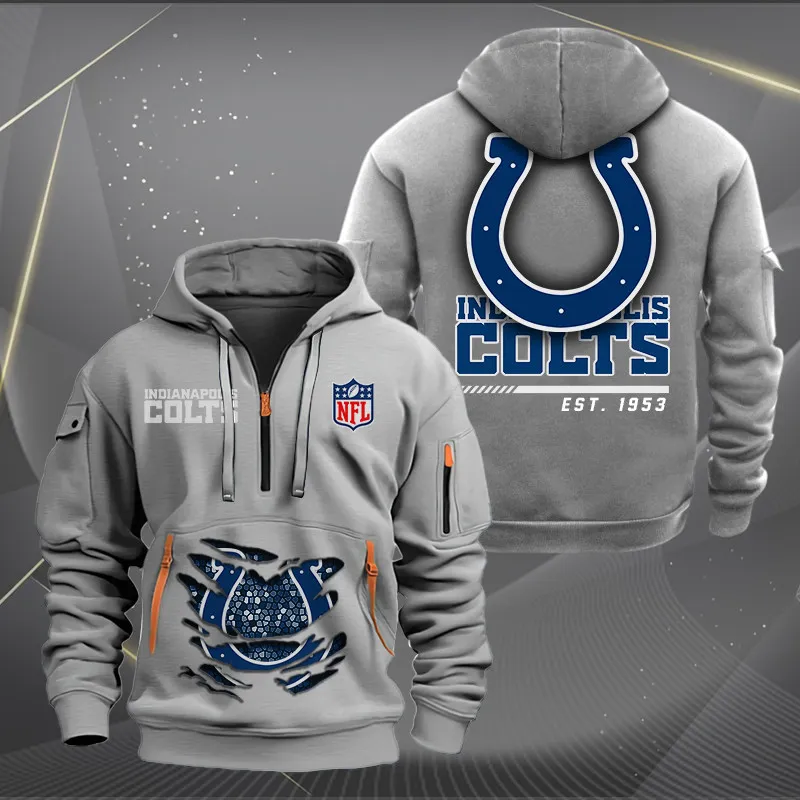 Hooded Indianapolis Colts Quarter Zip Hoodie