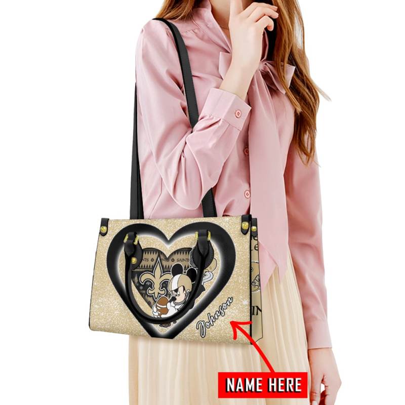 New Orleans Saints Personalized Leather Handbag