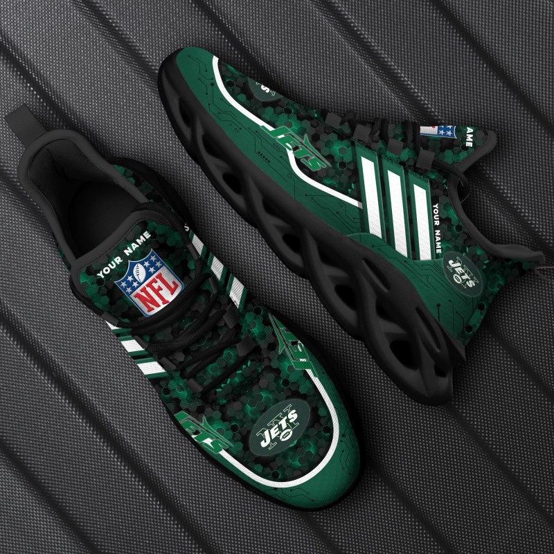 New York Jets Personalized Yezy Running Sneakers Side View