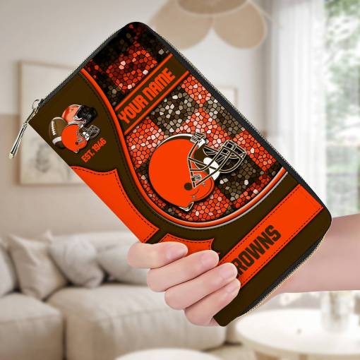 Cleveland Browns Women's Zip Around Wallet Open View