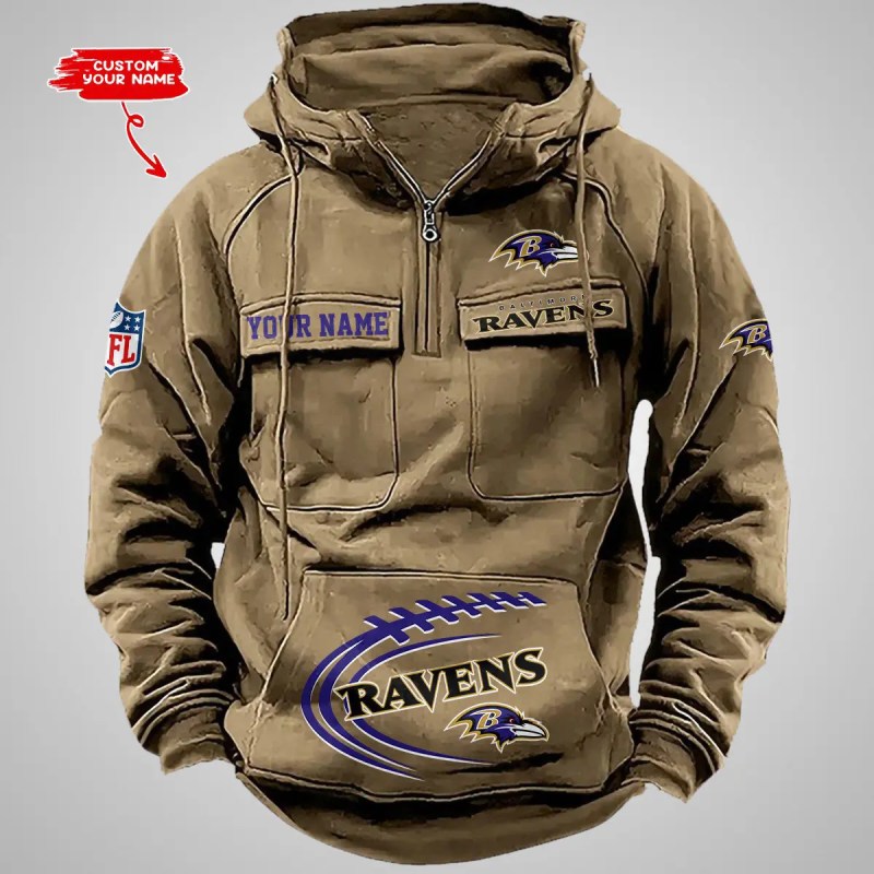 Baltimore Ravens Multi-Pockets Zip Hoodie 2