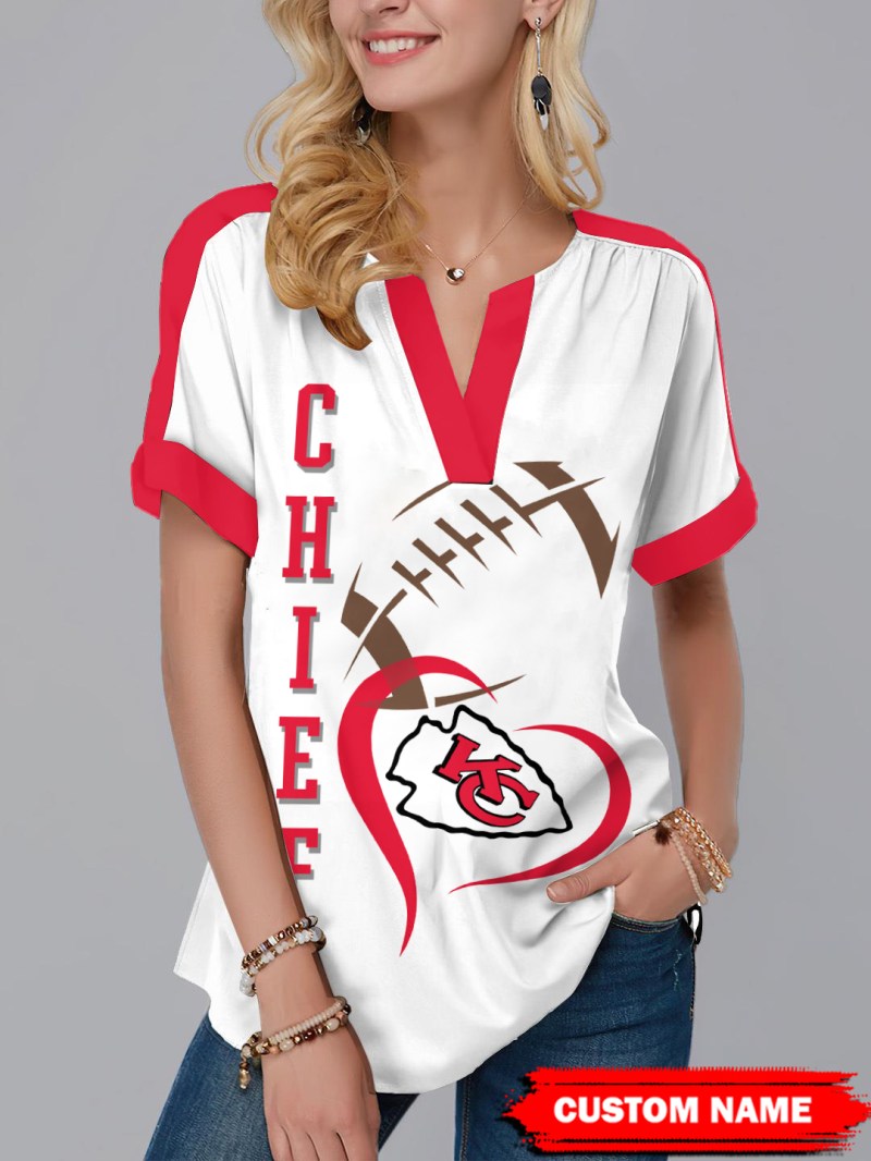 Kansas City Chiefs Personalized Fashion Short Sleeve V-Neck Shirt