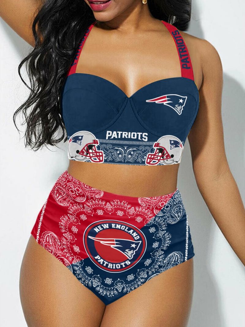 New England Patriots Sexy Print Bikini Swimsuit Front View