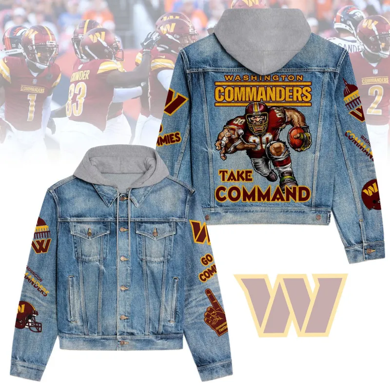 Washington Commanders Hooded Denim Jacket