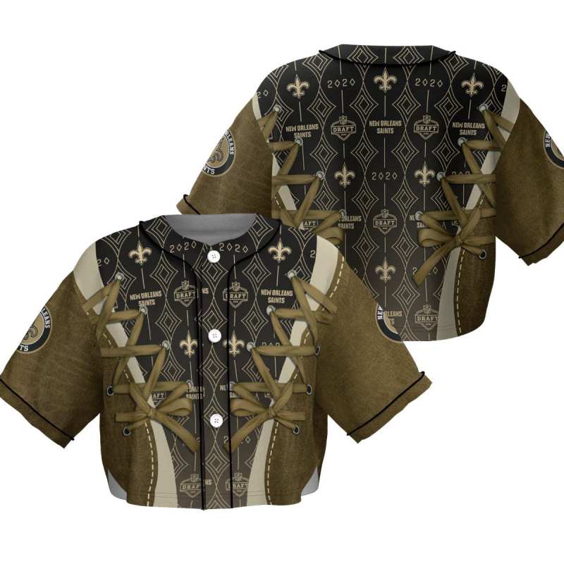 New Orleans Saints Crop Top Baseball Jersey