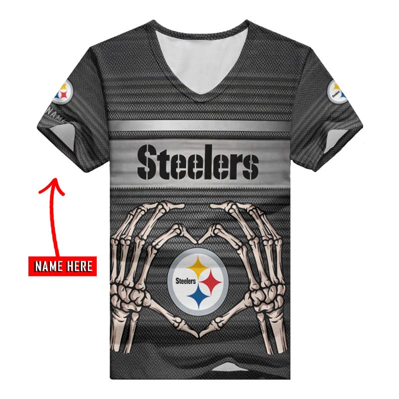 Pittsburgh Steelers V-neck T-shirt Image 2
