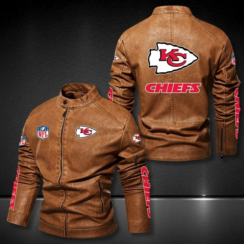 Kansas City Chiefs Stand-up Collar Leather Jacket Image 1