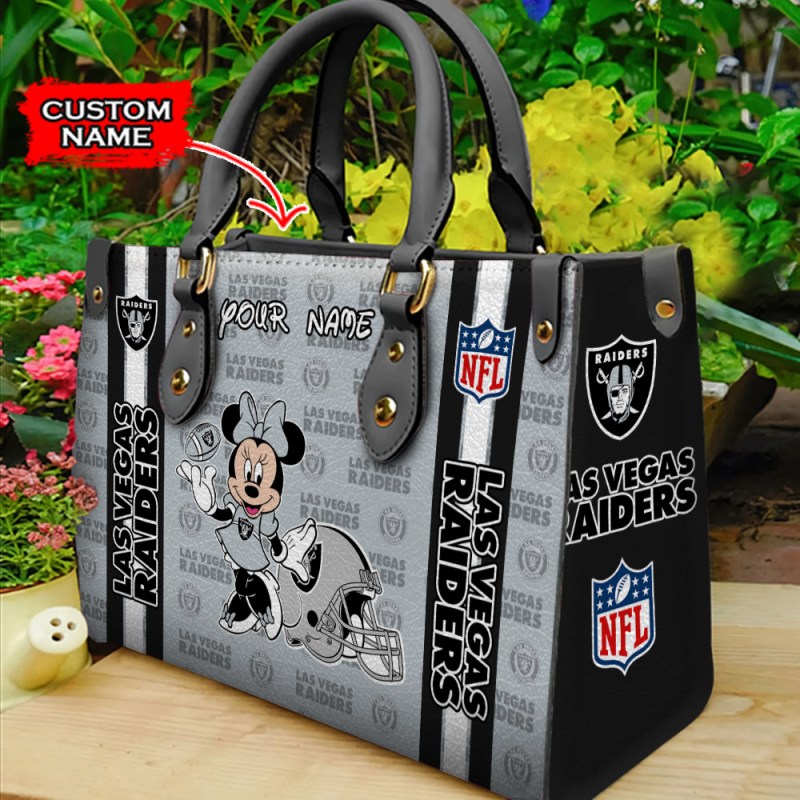 Las Vegas Raiders Personalized Leather Hand Bag