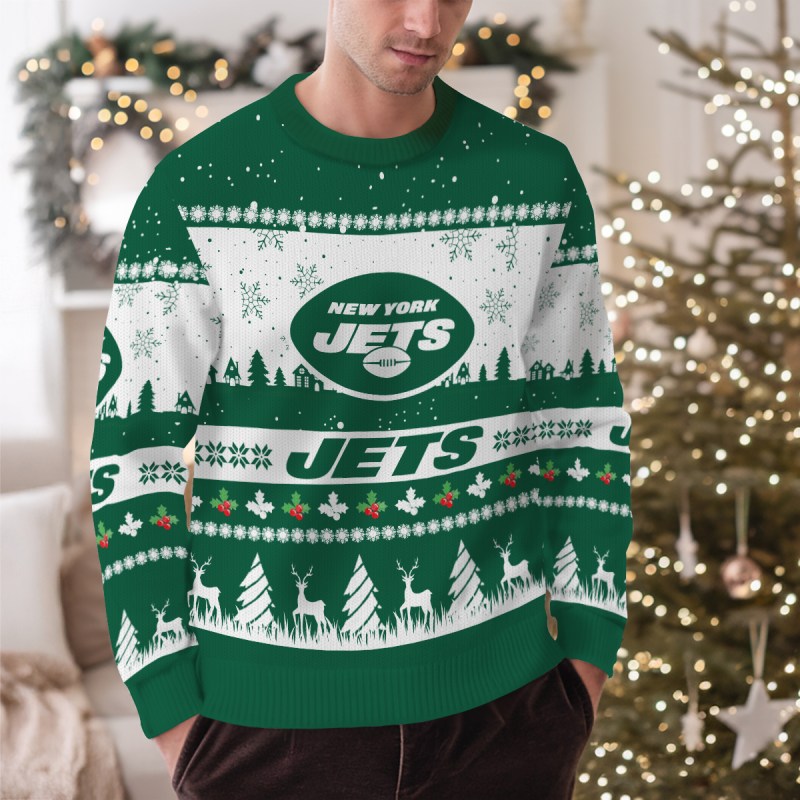 New York Jets Ugly Christmas Sweater - Outdoor View 2