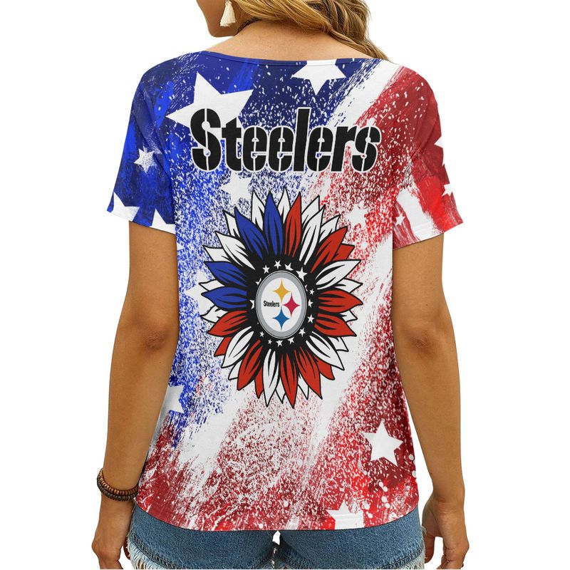 Women V-neck T-shirt Pittsburgh Steelers