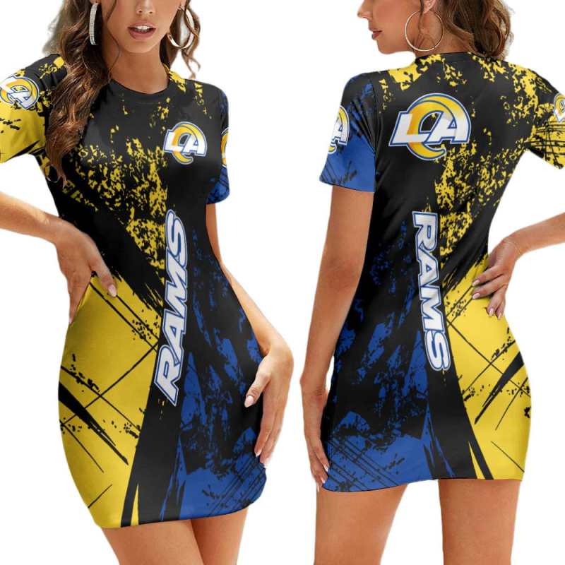 Los Angeles Rams Short Sleeve Bodycon Mini Dress