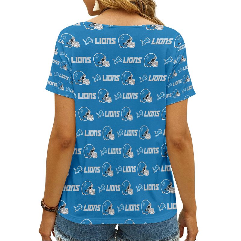 Detroit Lions Women's V-neck T-shirt - Back View