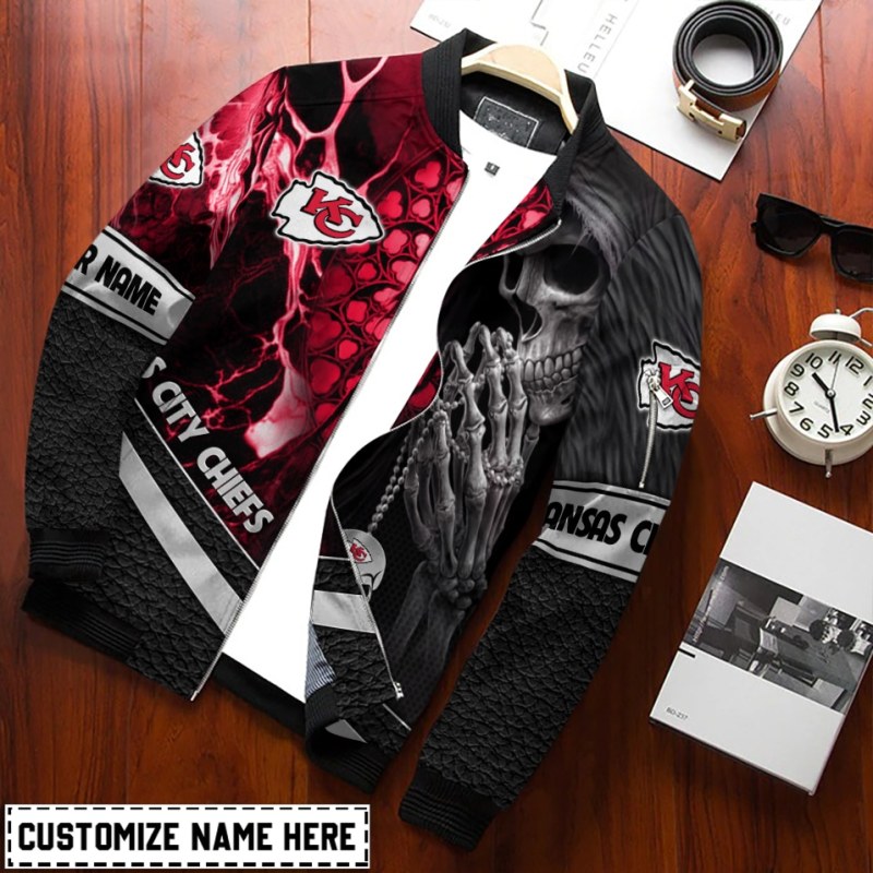 Kansas City Chiefs Personalized Bomber Jacket Side View