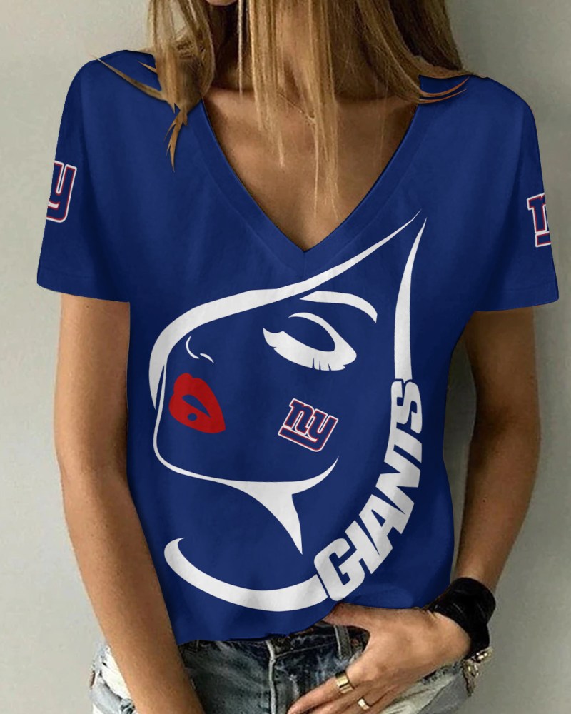 New York Giants Summer V-neck Women's T-shirt