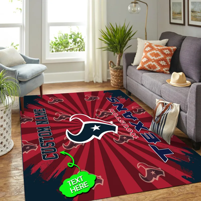 Houston Texans Personalized Premium Rectangle Rug Close Up