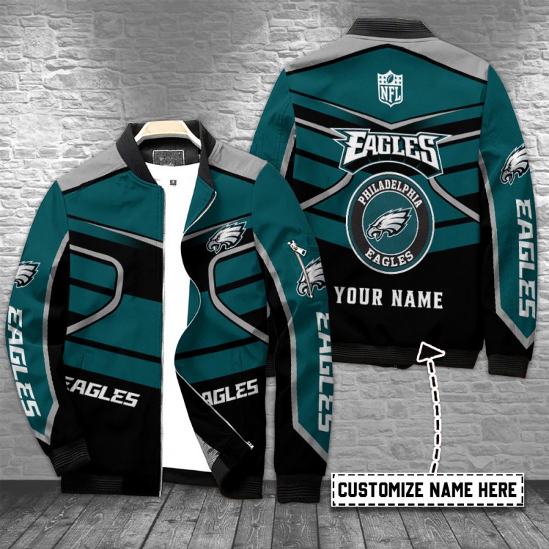 Philadelphia Eagles Personalized Bomber Jacket Front