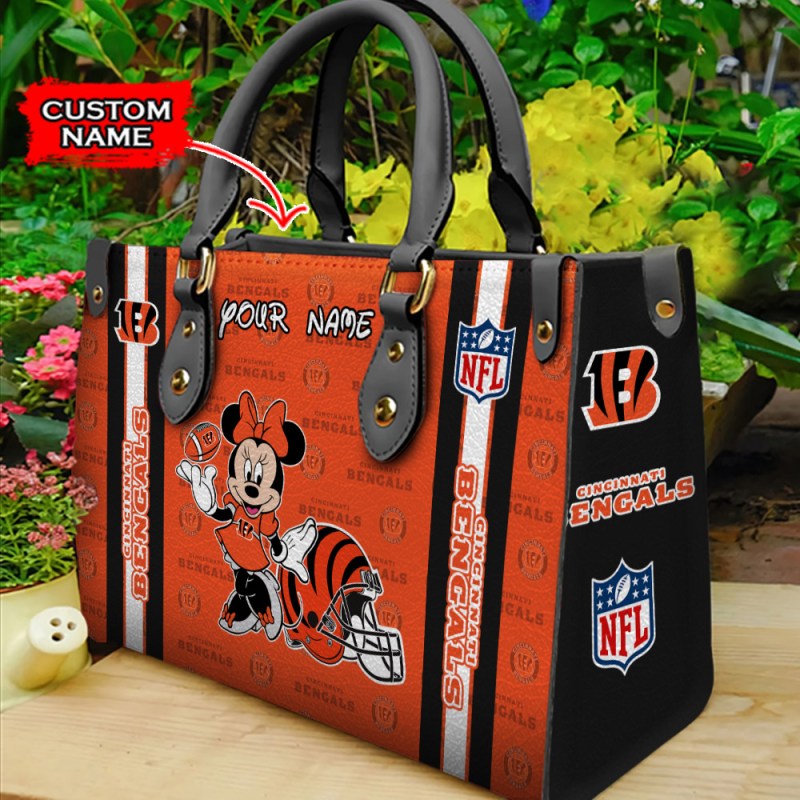 Cincinnati Bengals Personalized Leather Hand Bag