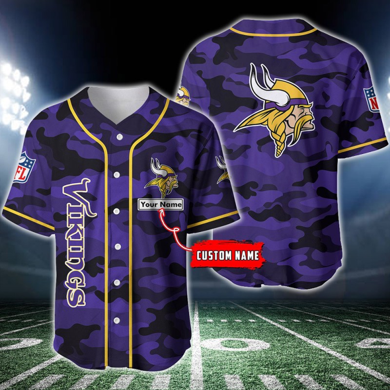 Minnesota Vikings Personalized Baseball Jersey