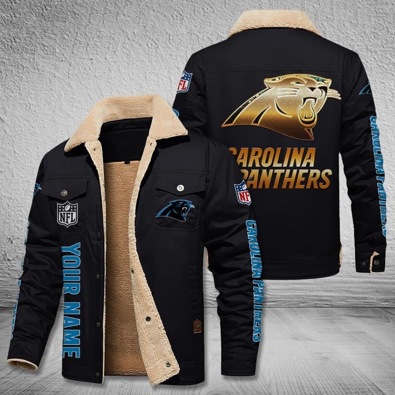 Carolina Panthers Personalized Winter Fleece Bomber Jacket
