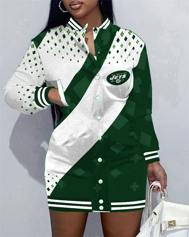 New York Jets Women's Button Down Jacket Dress