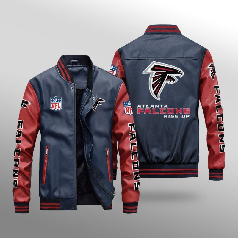 Atlanta Falcons Leather Bomber Jacket Back View