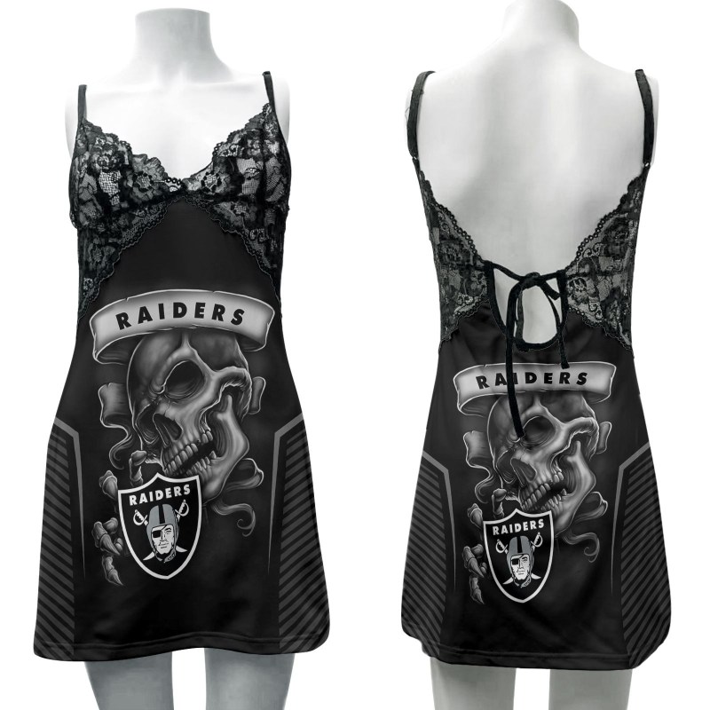 Las Vegas Raiders Lace Back Strap Slip Dress