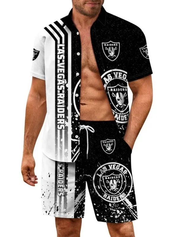 Las Vegas Raiders Hawaiian Shirt and Shorts