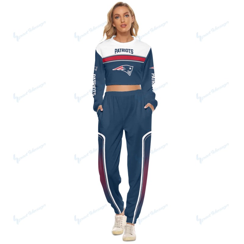 New England Patriots Crop Sweatshirt Suit 5 - Back View