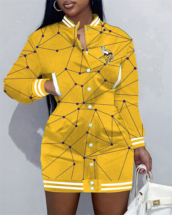 Minnesota Vikings Women Button Down Jacket Dress