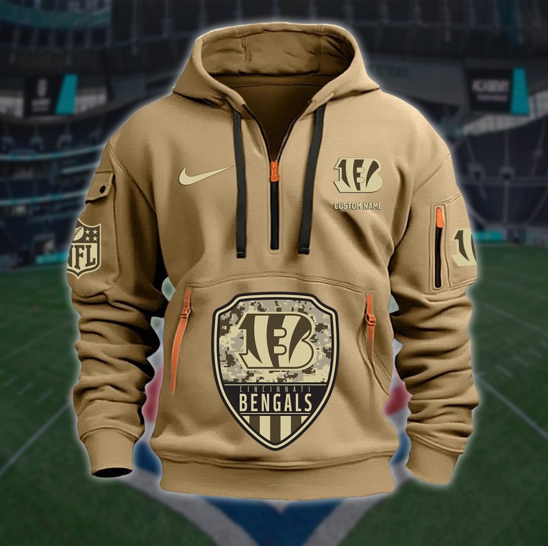 Cincinnati Bengals Quarter Zip Hoodie Detail View