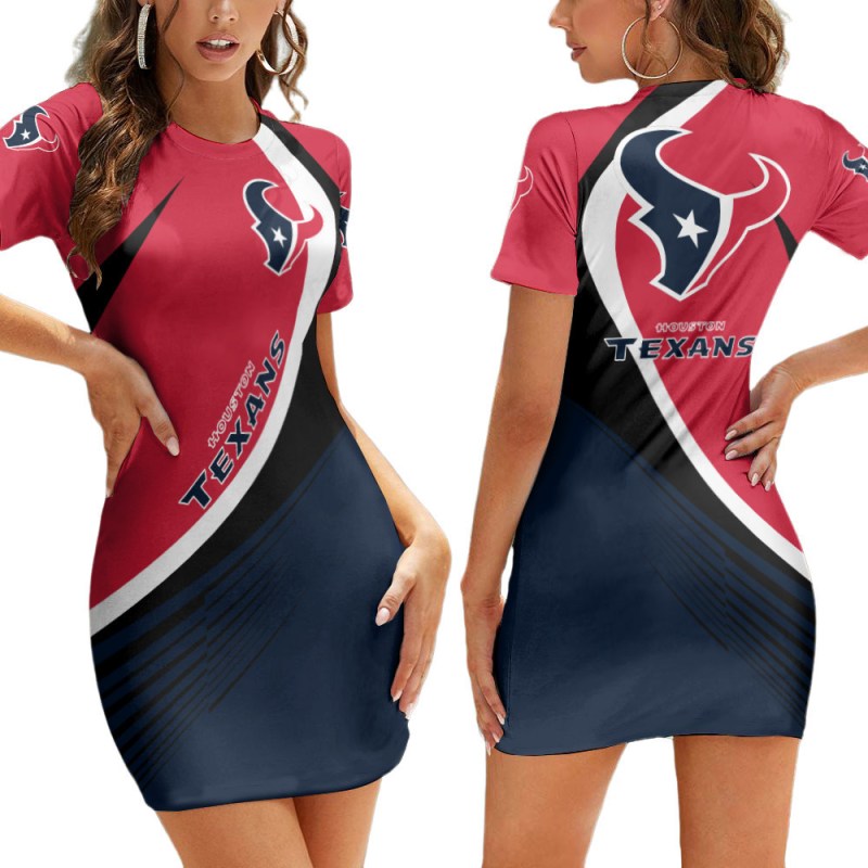 Houston Texans Short Sleeve Bodycon Mini Dress