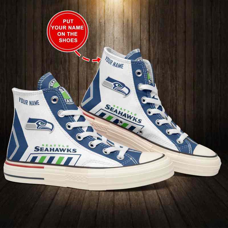 Seattle Seahawks High Top Canvas Shoes Side View