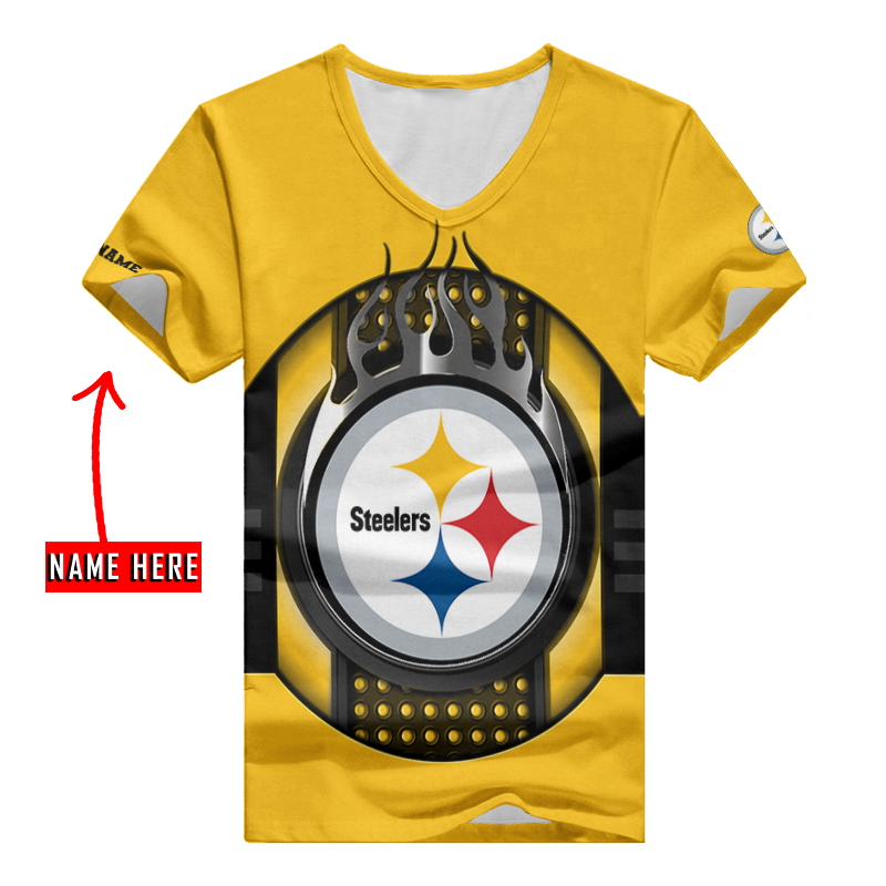 Pittsburgh Steelers V-neck T-shirt Image 2