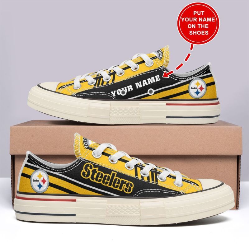 Pittsburgh Steelers Personalized Canvas Shoes Back View