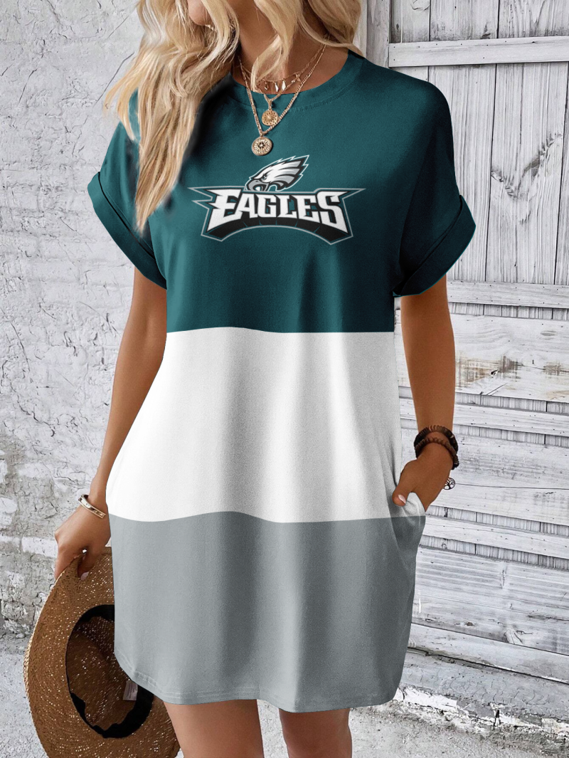 Philadelphia Eagles Women Hidden Pocket Batwing Casual Dress