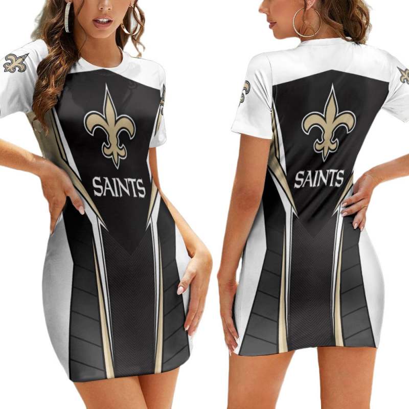New Orleans Saints Short Sleeve Bodycon Mini Dress