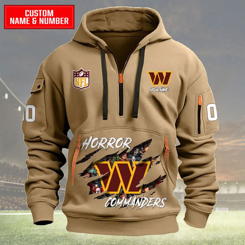 Washington Commanders Quarter Zip Hoodie Khaki