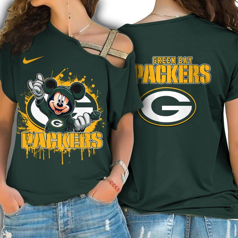 Green Bay Packers Women Cross Strap Shoulder Shirt Front