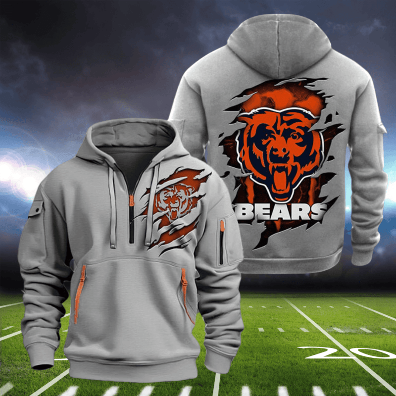 Chicago Bears Personalized Quarter Zip Hoodie