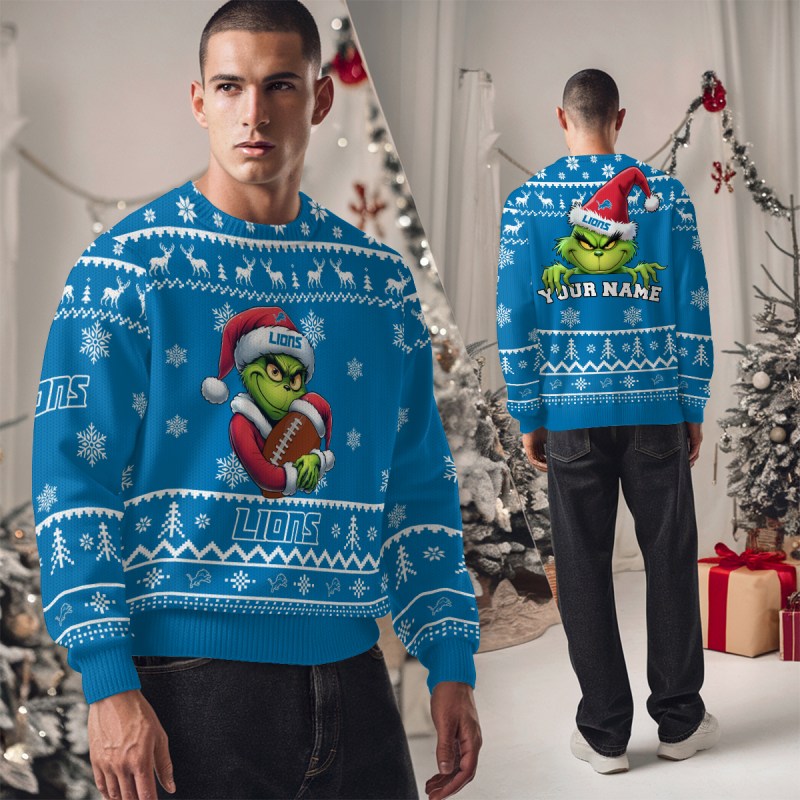Detroit Lions Ugly Christmas Sweater Studio View