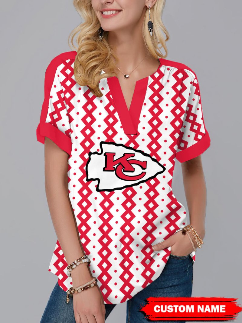 Kansas City Chiefs Personalized Fashion Short Sleeve V-Neck Shirt